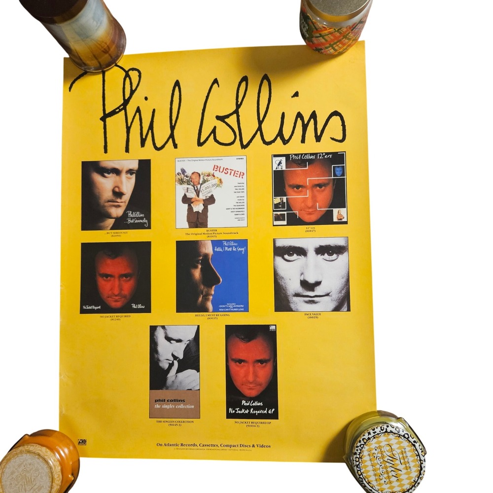 Phil Collins Face Value, Buster Vintage 1989‎ Promo Album Poster 19x25 Atlantic